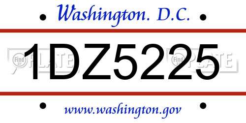 1DZ5225 District Of Columbia License Plate