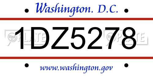 1DZ5278 District Of Columbia License Plate