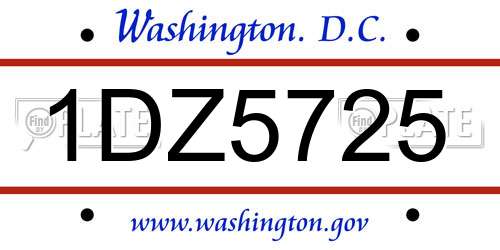 1DZ5725 District Of Columbia License Plate