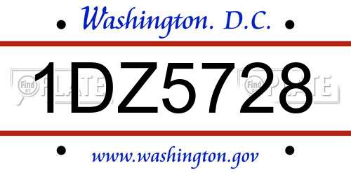 1DZ5728 District Of Columbia License Plate