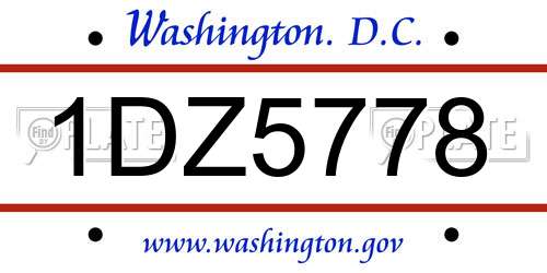 1DZ5778 District Of Columbia License Plate