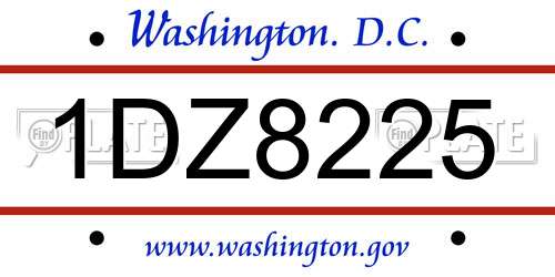 1DZ8225 District Of Columbia License Plate