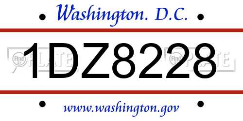 1DZ8228 District Of Columbia License Plate