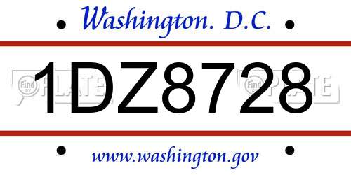1DZ8728 District Of Columbia License Plate