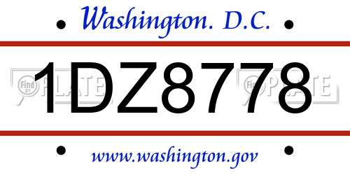 1DZ8778 District Of Columbia License Plate