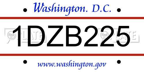 1DZB225 District Of Columbia License Plate