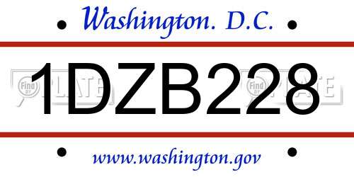 1DZB228 District Of Columbia License Plate