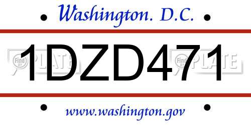 1DZD471 District Of Columbia License Plate