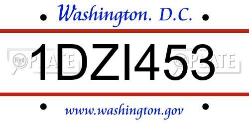 1DZI453 District Of Columbia License Plate