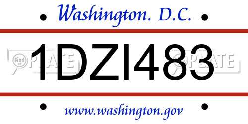 1DZI483 District Of Columbia License Plate