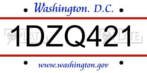 1DZQ421 District Of Columbia License Plate