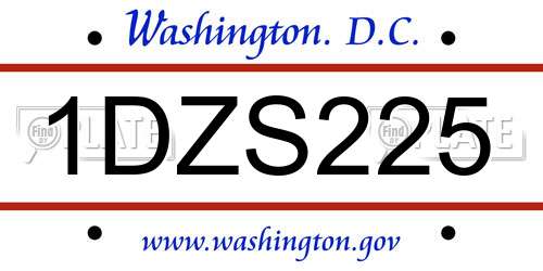 1DZS225 District Of Columbia License Plate