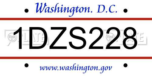 1DZS228 District Of Columbia License Plate