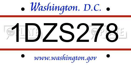 1DZS278 District Of Columbia License Plate