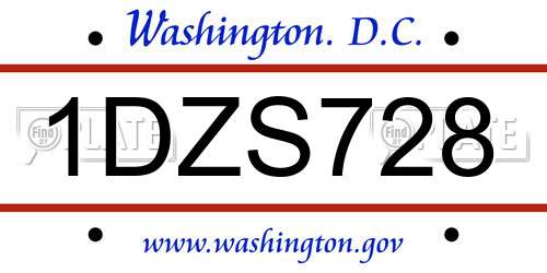 1DZS728 District Of Columbia License Plate