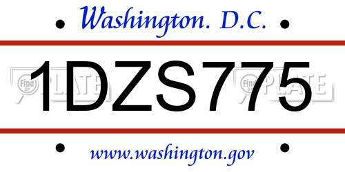 1DZS775 District Of Columbia License Plate