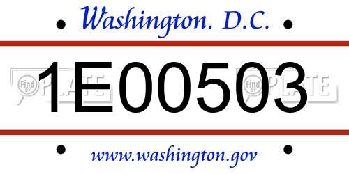 1E00503 District Of Columbia License Plate