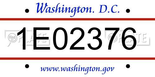 1E02376 District Of Columbia License Plate
