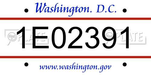 1E02391 District Of Columbia License Plate