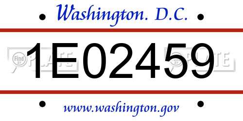 1E02459 District Of Columbia License Plate