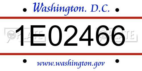 1E02466 District Of Columbia License Plate