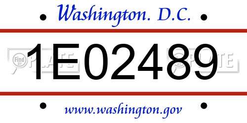 1E02489 District Of Columbia License Plate