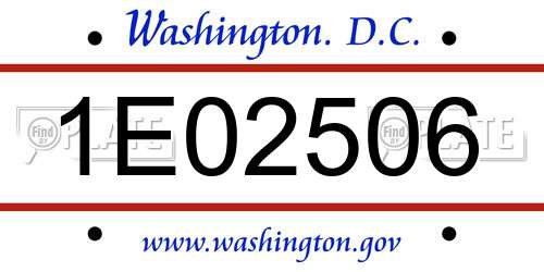 1E02506 District Of Columbia License Plate