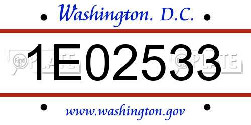 1E02533 District Of Columbia License Plate