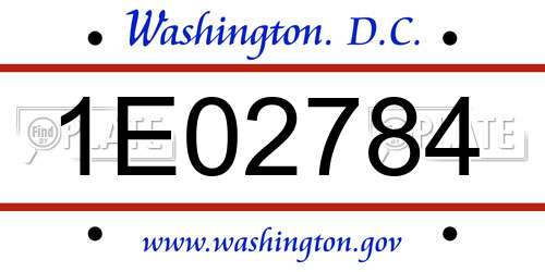 1E02784 District Of Columbia License Plate