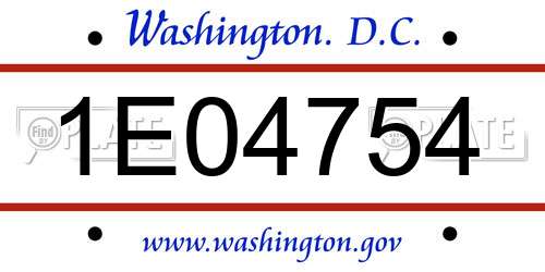 1E04754 District Of Columbia License Plate