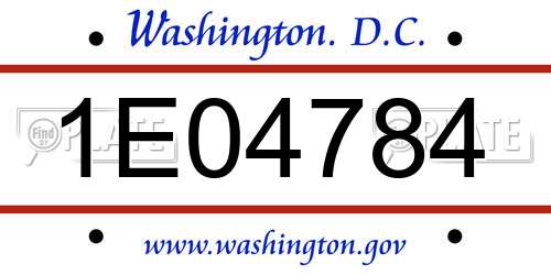 1E04784 District Of Columbia License Plate