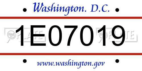 1E07019 District Of Columbia License Plate