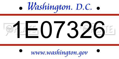 1E07326 District Of Columbia License Plate