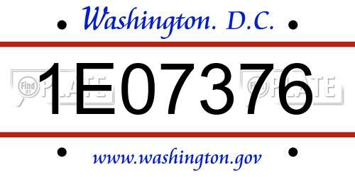 1E07376 District Of Columbia License Plate