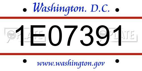 1E07391 District Of Columbia License Plate