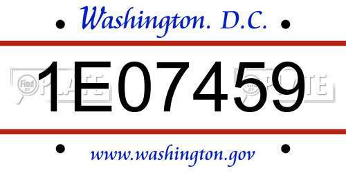 1E07459 District Of Columbia License Plate