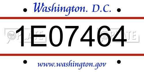 1E07464 District Of Columbia License Plate