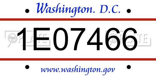 1E07466 District Of Columbia License Plate