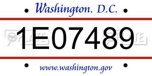 1E07489 District Of Columbia License Plate