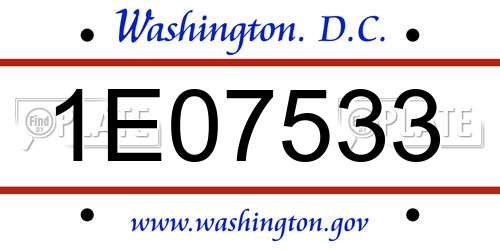 1E07533 District Of Columbia License Plate