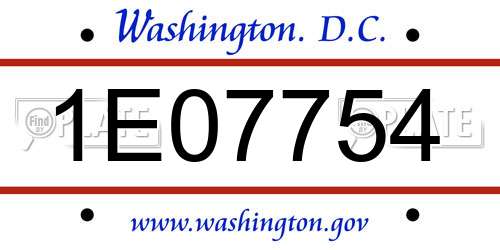 1E07754 District Of Columbia License Plate