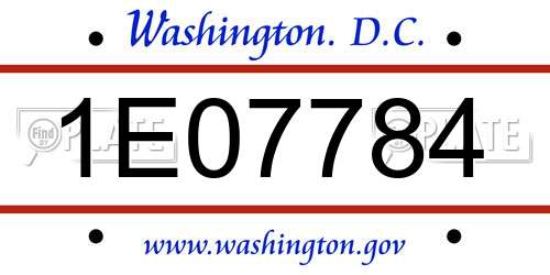 1E07784 District Of Columbia License Plate
