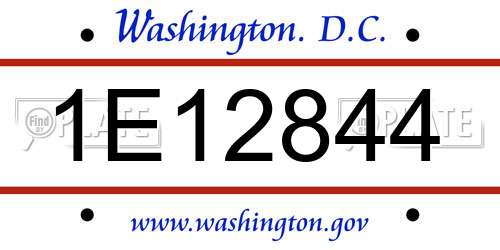 1E12844 District Of Columbia License Plate