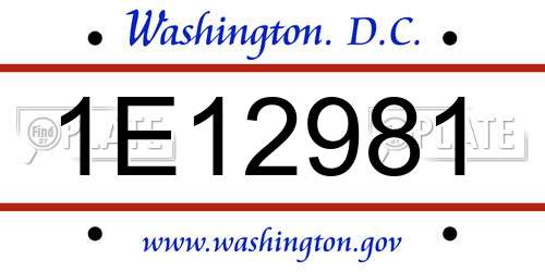 1E12981 District Of Columbia License Plate