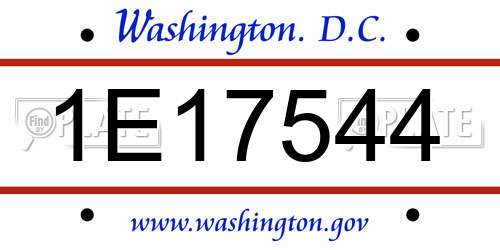 1E17544 District Of Columbia License Plate