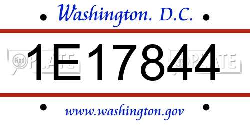 1E17844 District Of Columbia License Plate