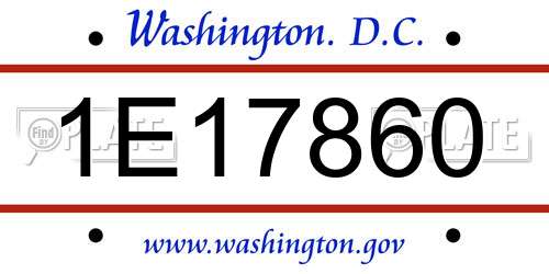 1E17860 District Of Columbia License Plate