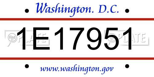 1E17951 District Of Columbia License Plate