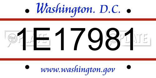 1E17981 District Of Columbia License Plate