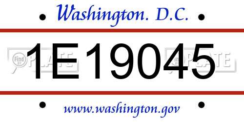 1E19045 District Of Columbia License Plate